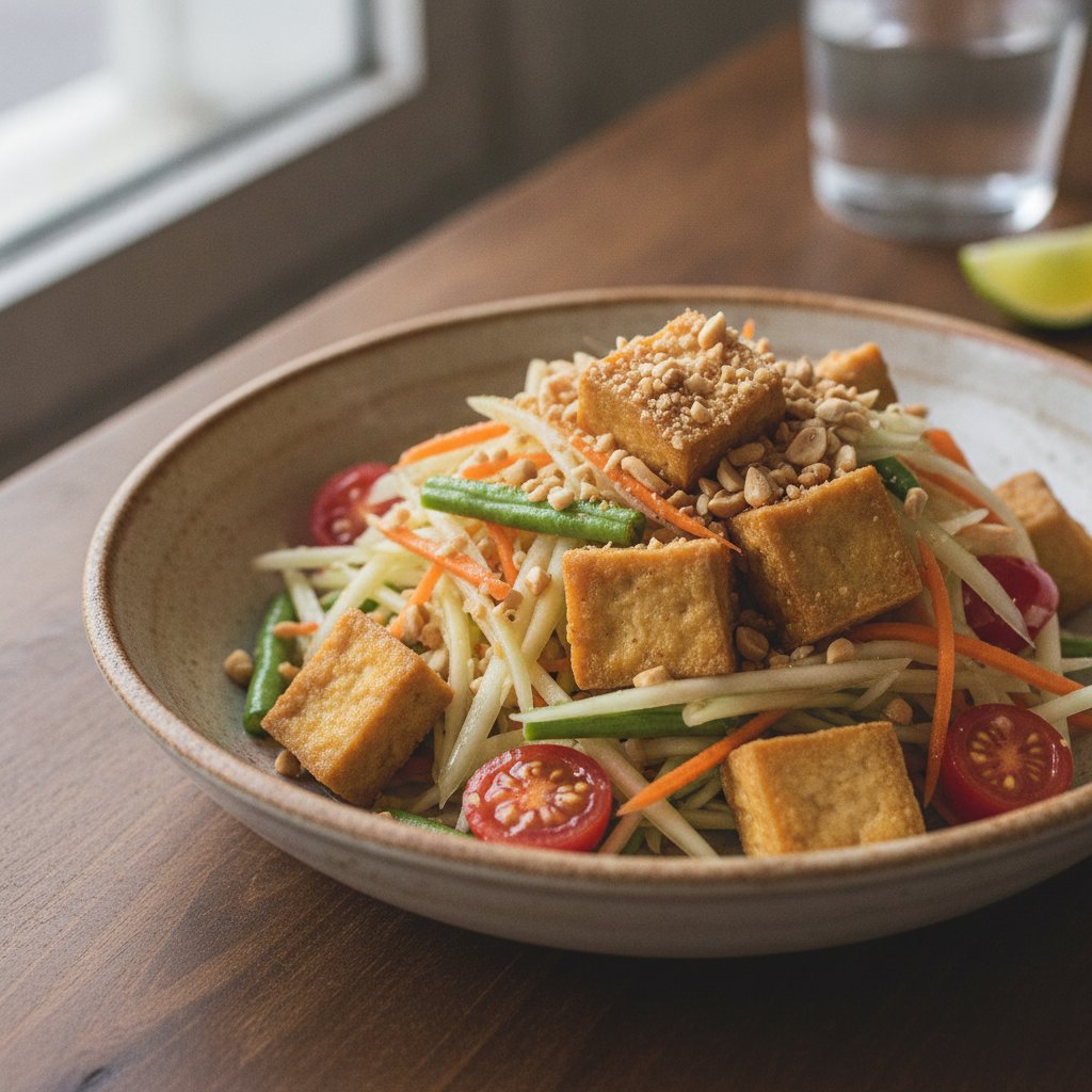 Green Papaya Salad with Fried Tofu
