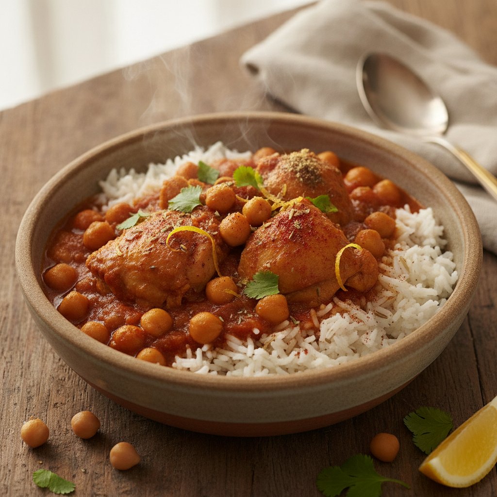 Meat and Chickpea Stew with Rice