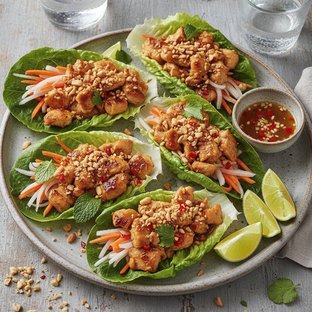 Lemongrass Chicken Lettuce Wraps