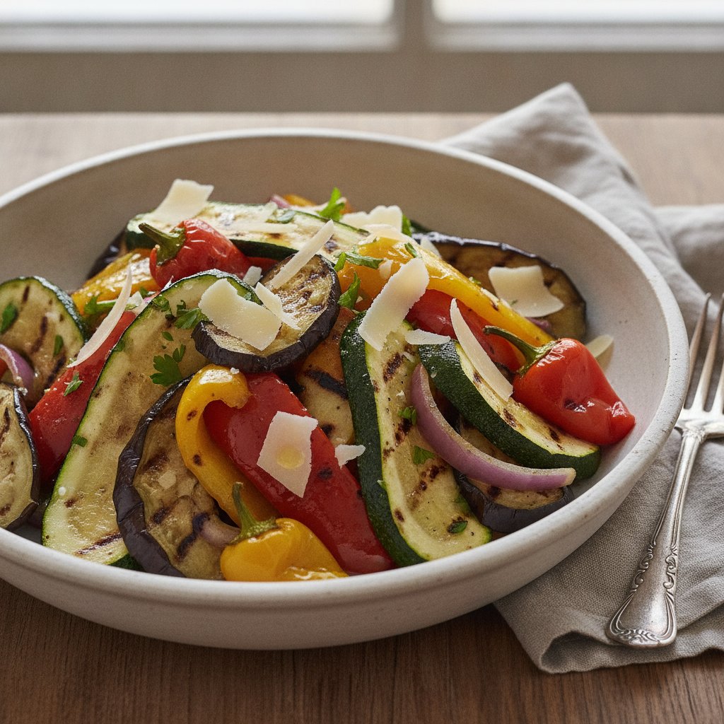 Grilled Vegetable Salad with Roasted Peppers (Low-Calorie)