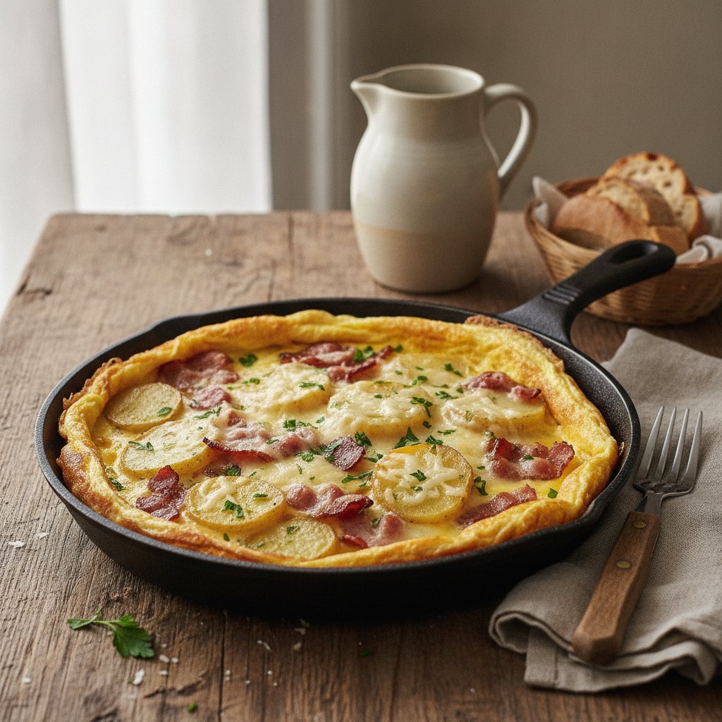 Potato and Bacon Open Omelet