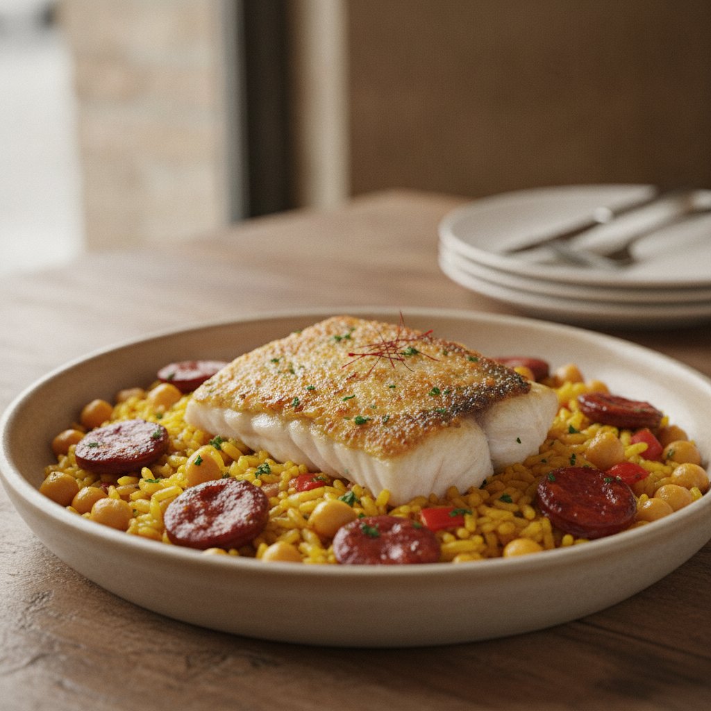 Crusted Rice with Chickpeas and Sausage