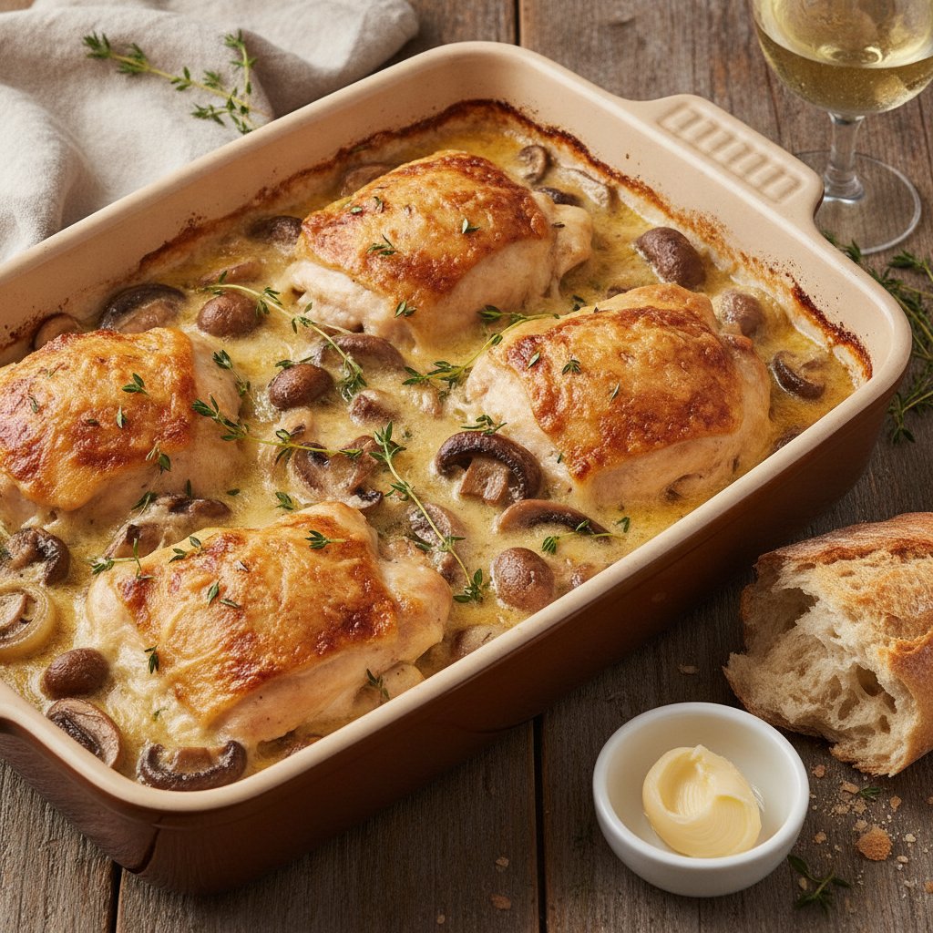 Baked Chicken with Cream and Mushrooms