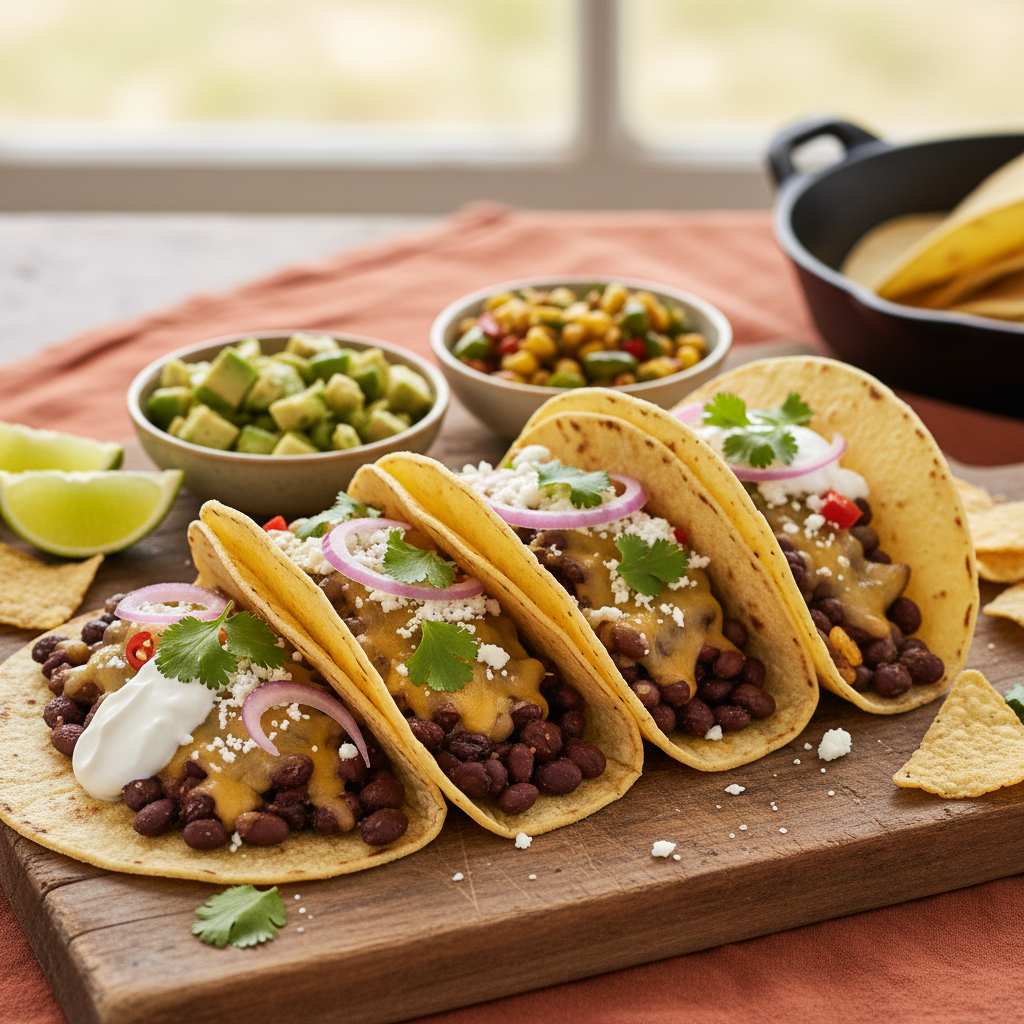 Tex-Mex Black Bean and Cheese Tacos