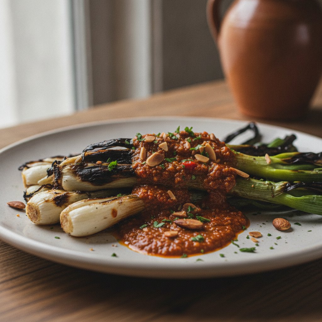 Grilled Spring Onions with Sauce
