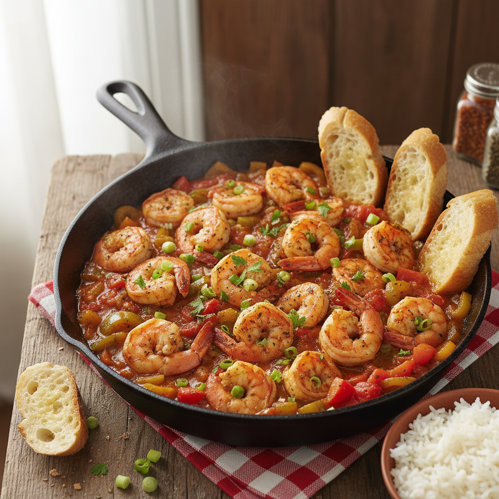 Louisiana Cajun Shrimp Skillet