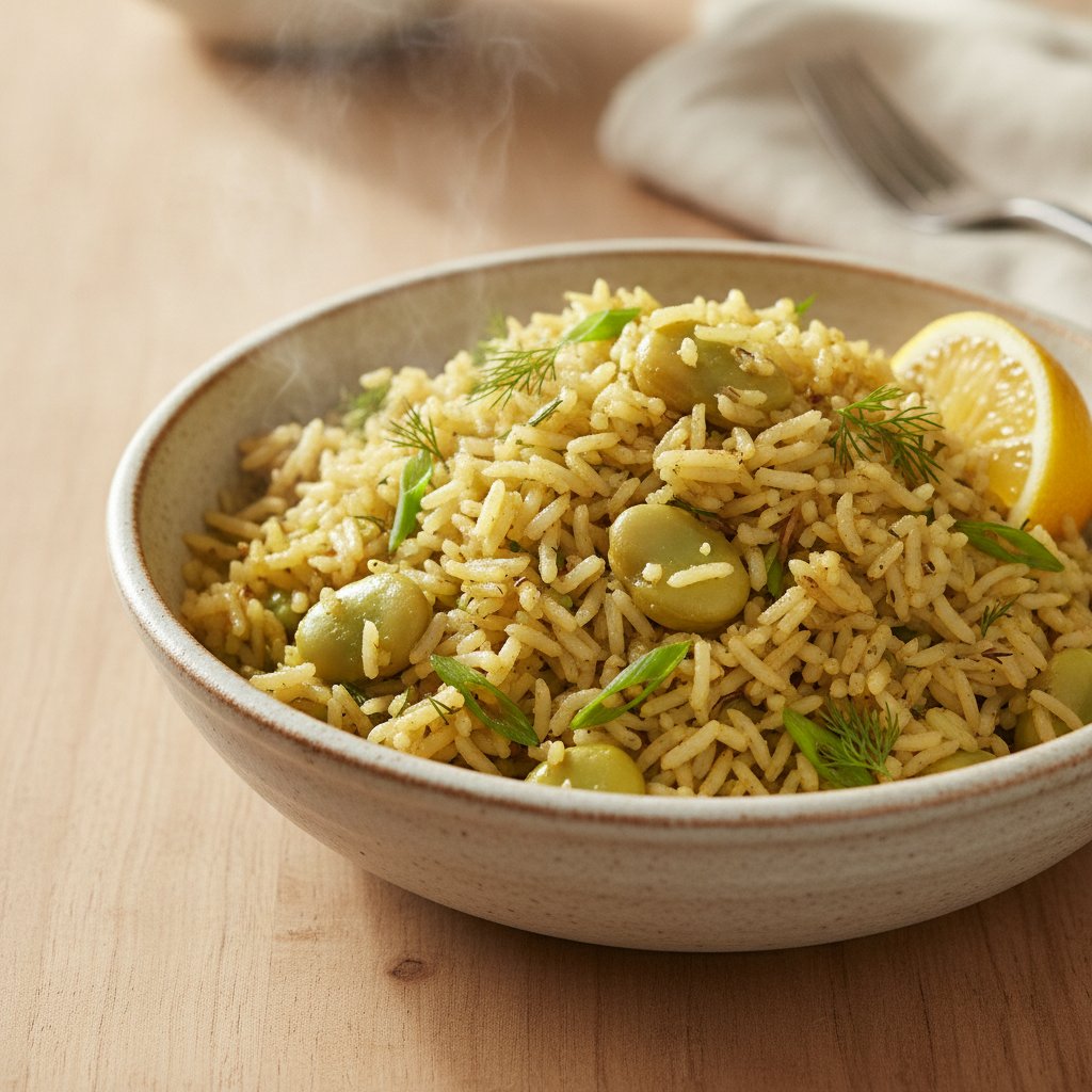Herbed Rice with Fava Beans and Dill (Dairy-Free)