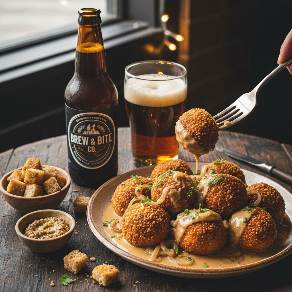 Beer-Braised Meatballs in Cream Gravy - Bitterballen Kottbullar