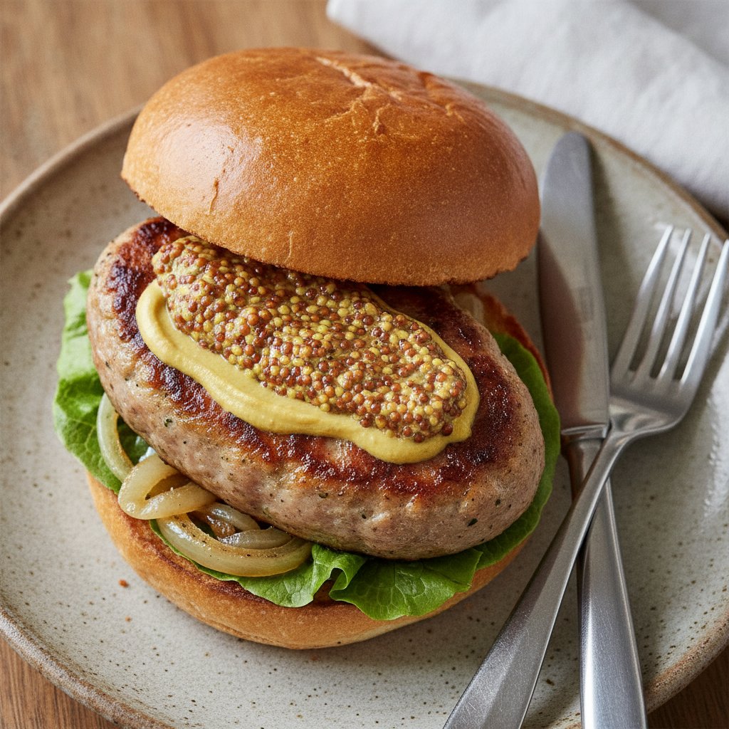 Sausage Burger with Mustard
