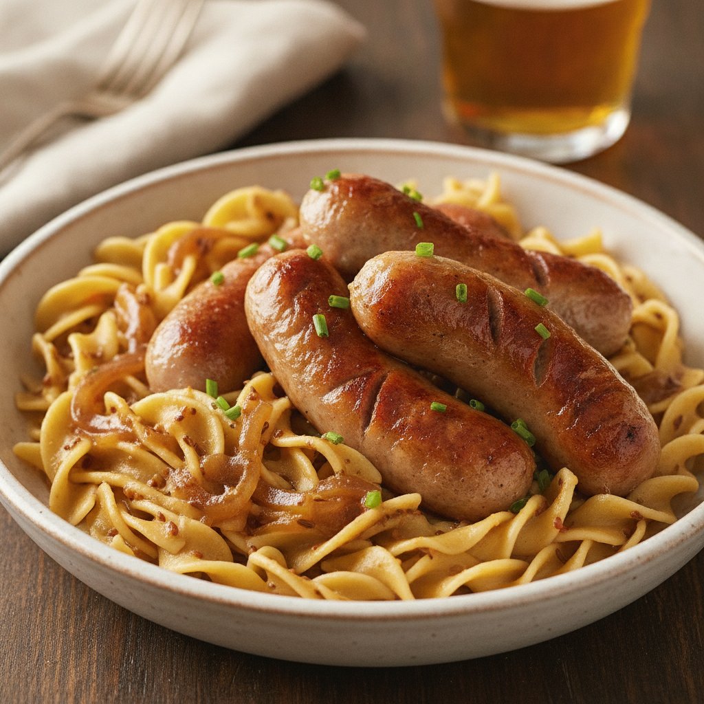 Beer-braised bratwurst