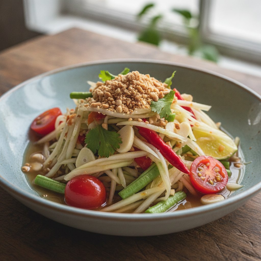Spicy Green Papaya Salad (Low-Calorie)