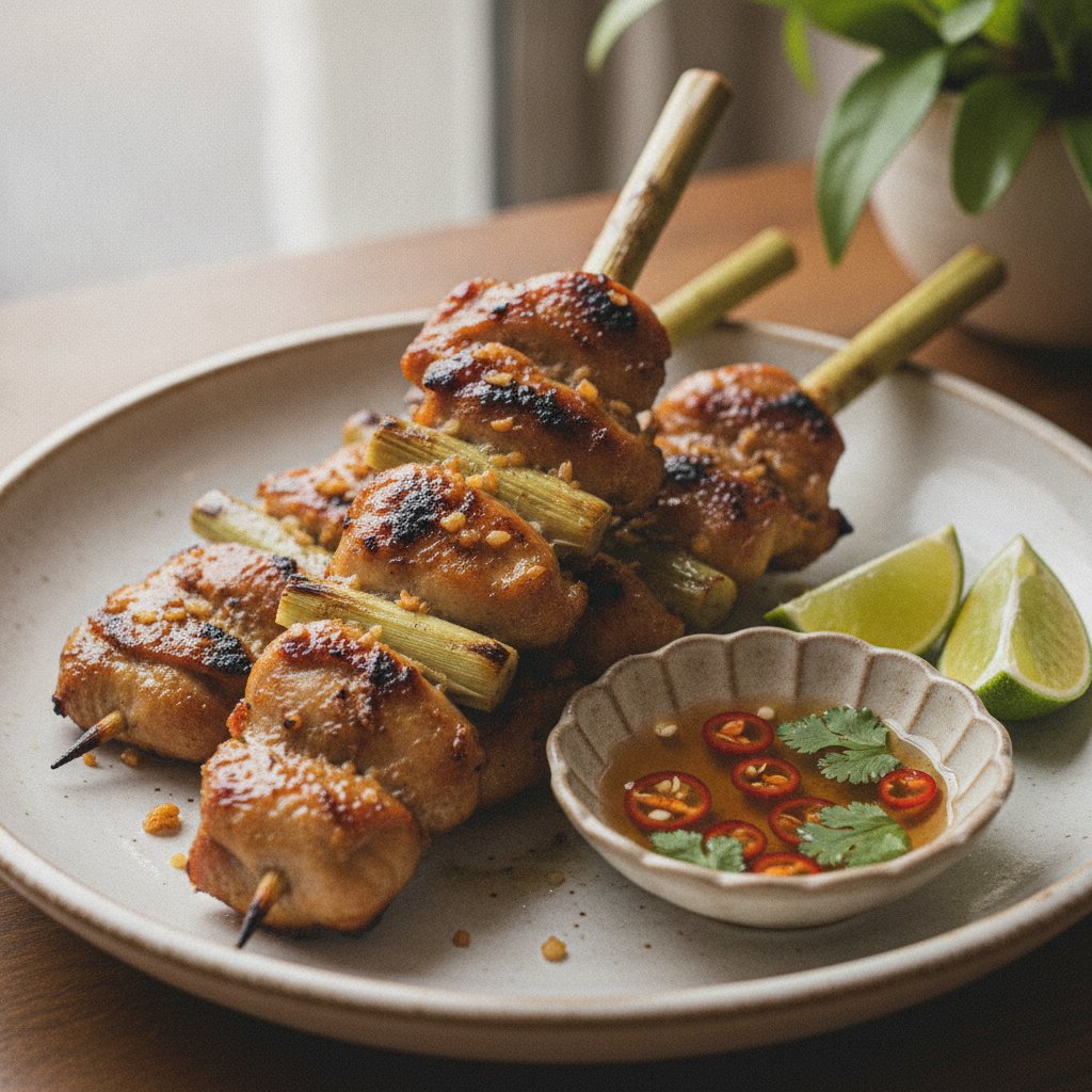 Grilled Chicken Skewers with Lemongrass