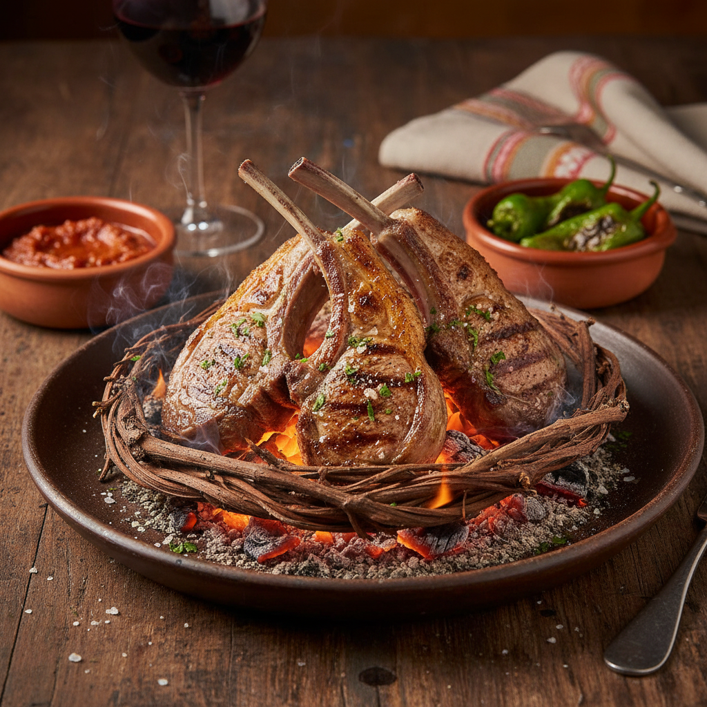Lamb Chops over Vine Embers