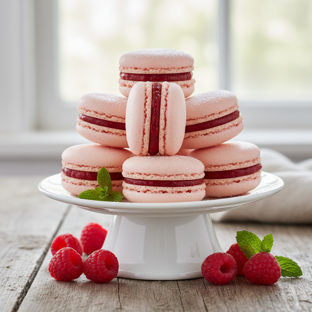 Raspberry Macarons