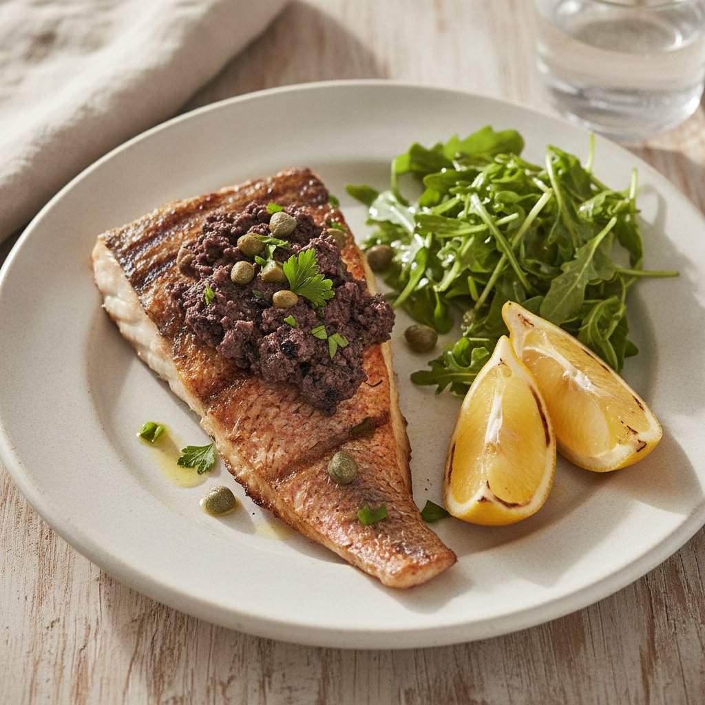 Grilled Snapper with Olive Tapenade