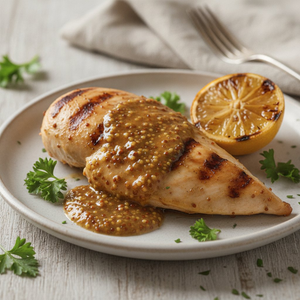 Grilled Chicken Steak with Mustard Glaze