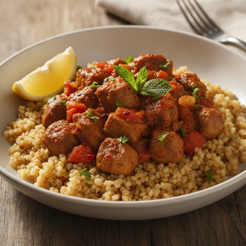 Diced Lamb over Buttered Rice (Low-Calorie)