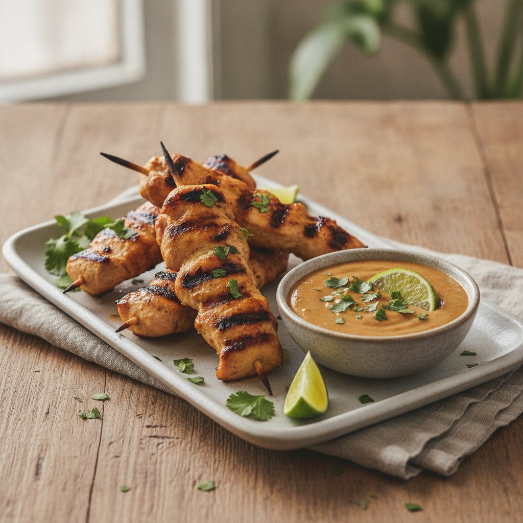 Grilled Chicken Skewers with Peanut Sauce (Gluten-Free)