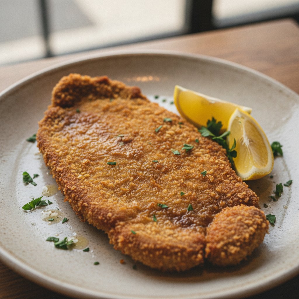 Fried Beef Steak in Breadcrumbs