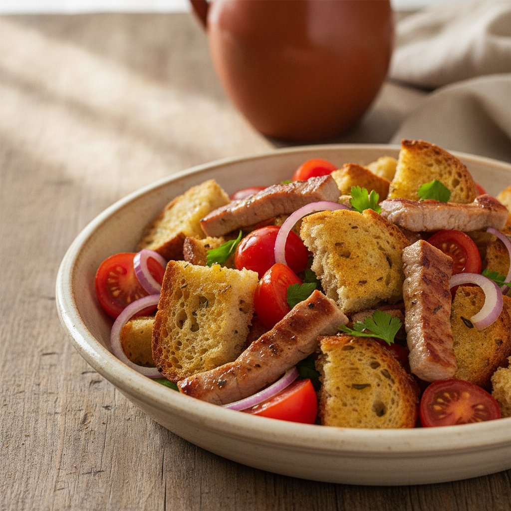 Rustic Bread Salad with Tomato and Ham