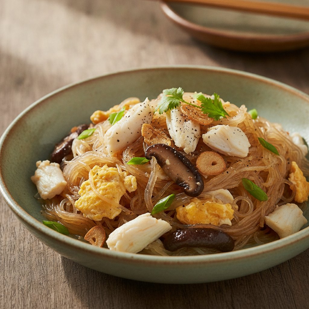 Stir-Fried Glass Noodles with Crab