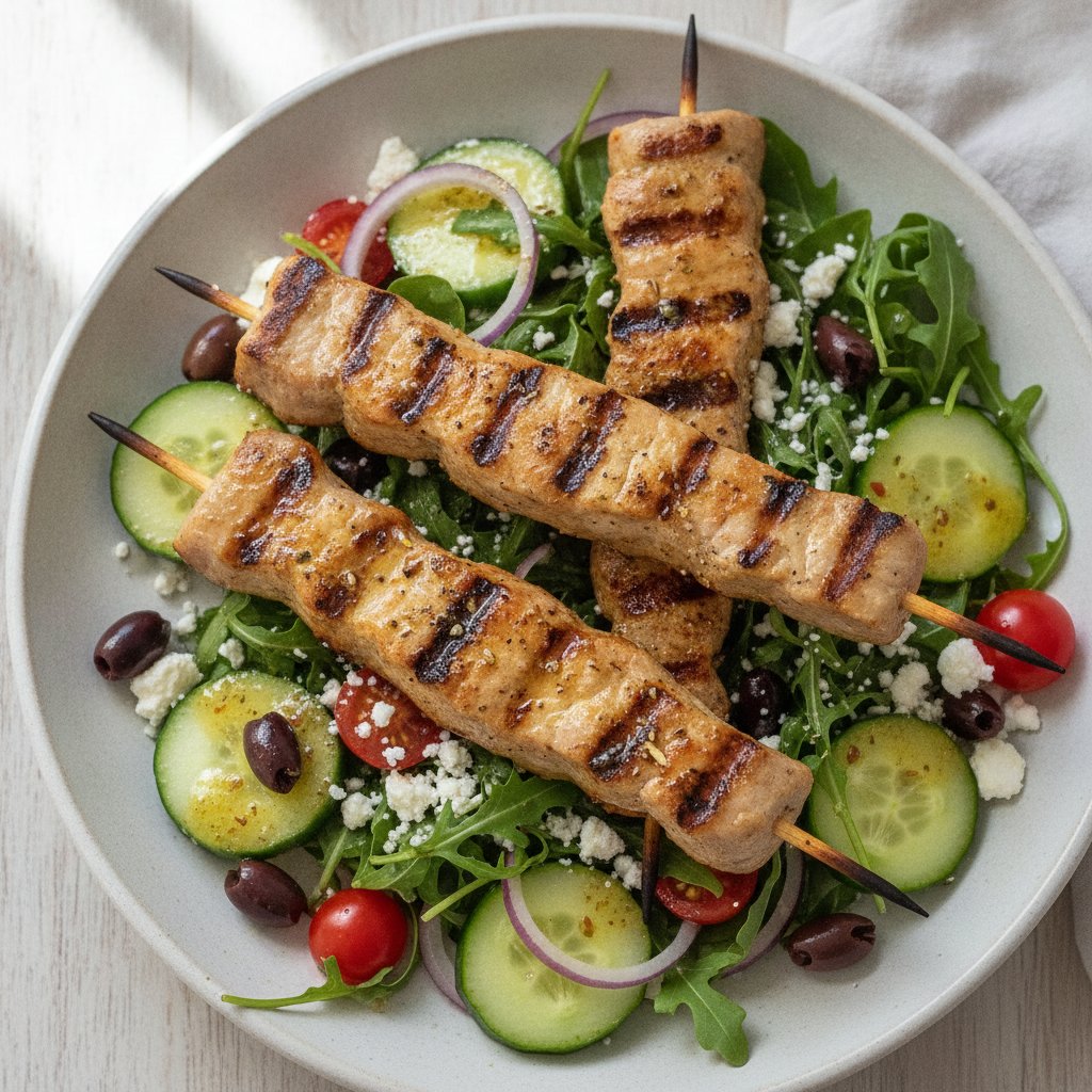 Grilled Pork Skewer Salad (Keto)