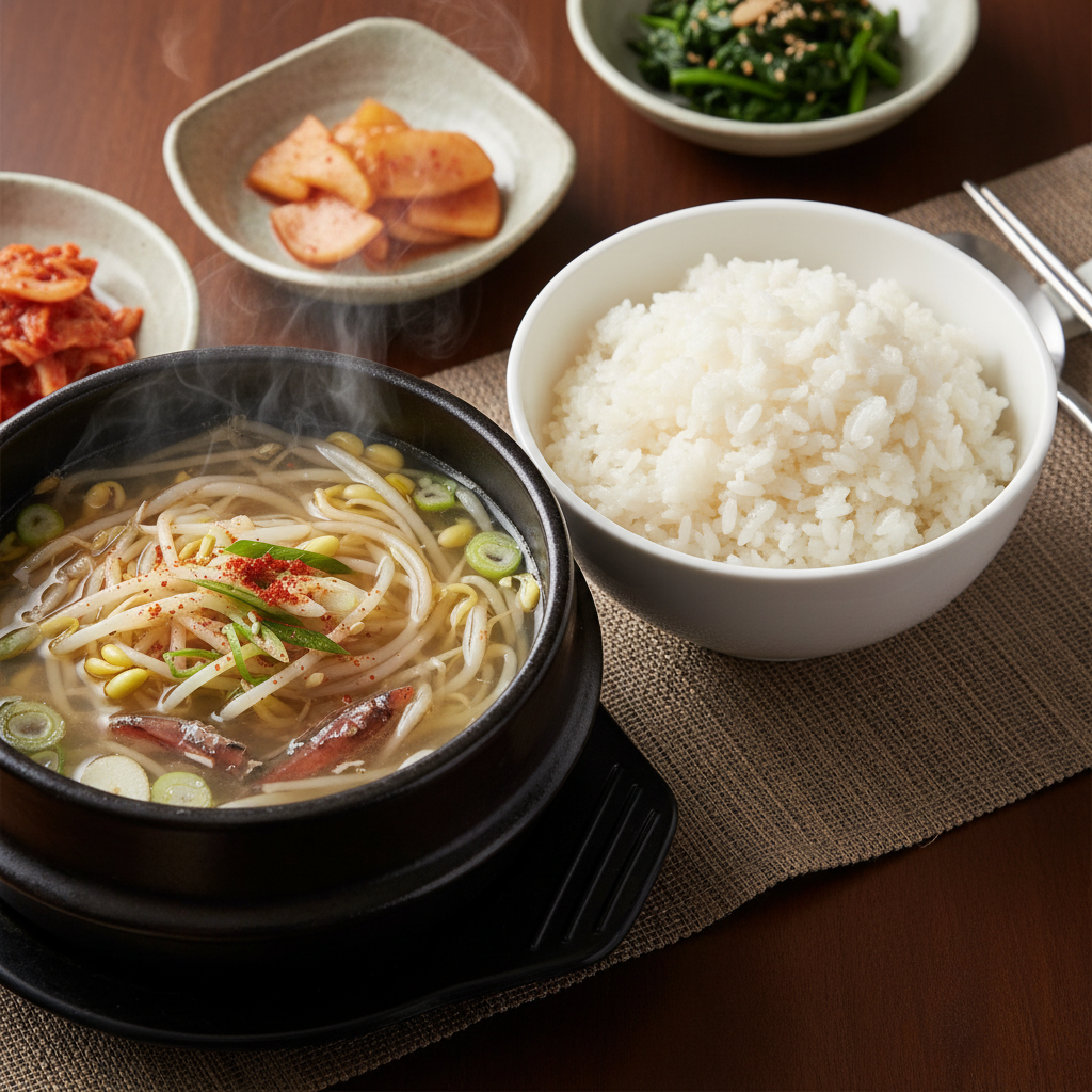 Kongnamul Guk with Rice