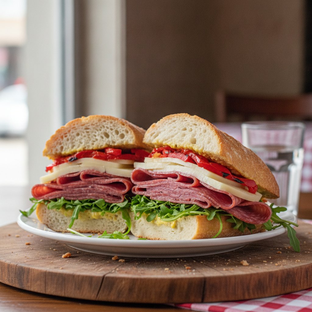Salami and Cheese Sandwich