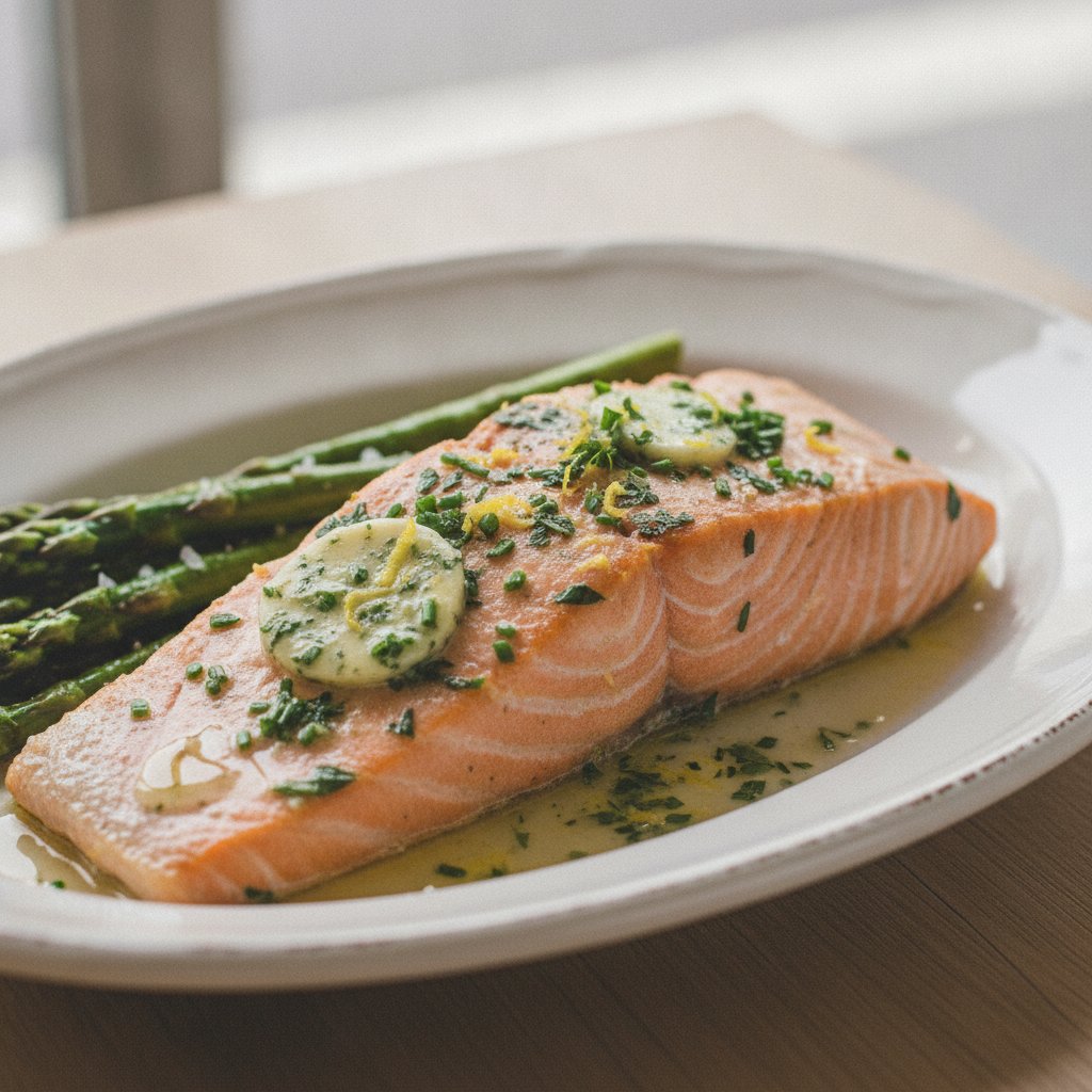 Baked Salmon with Herb Butter (Low-Calorie)