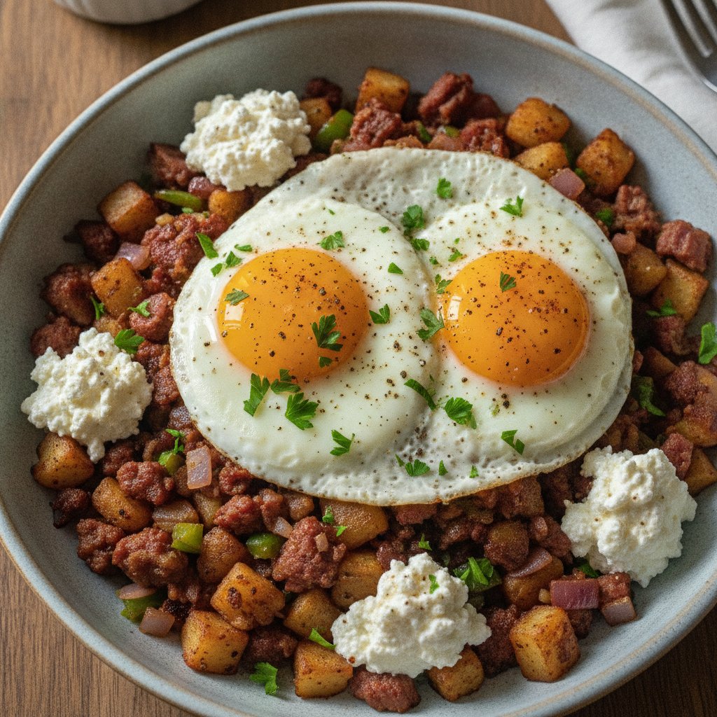 Corned Beef Hash and Eggs (High-Protein)
