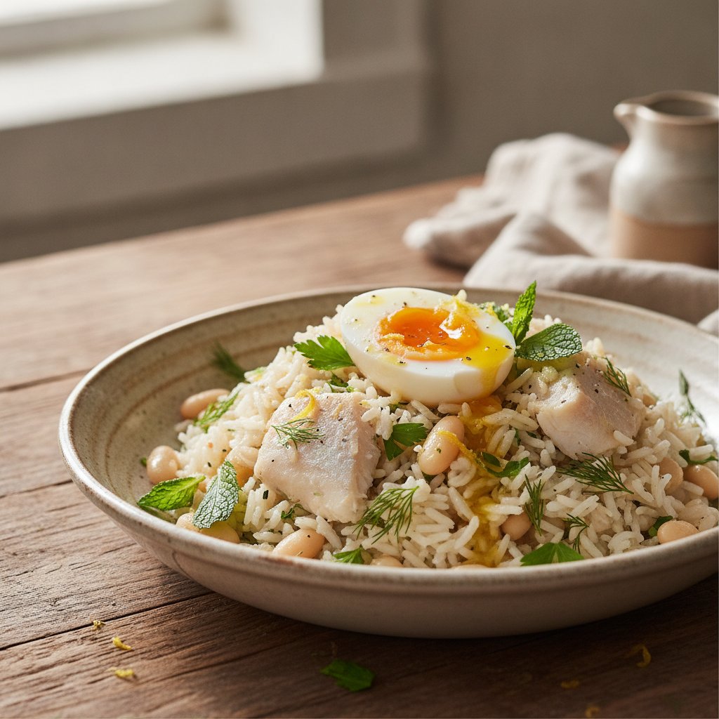 Rice with Fresh Herbs and White Fish (High-Protein)