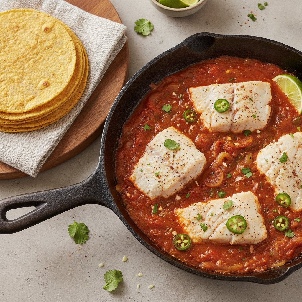 Skillet Fish in Spiced Tomato Sauce (Dairy-Free)