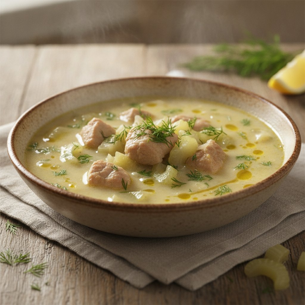 Pork and Celery Soup With Lemon Sauce