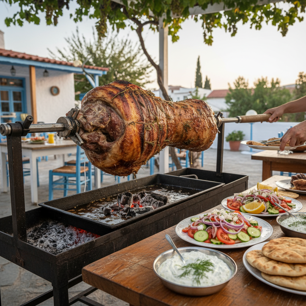Whole Roast Lamb on the Spit