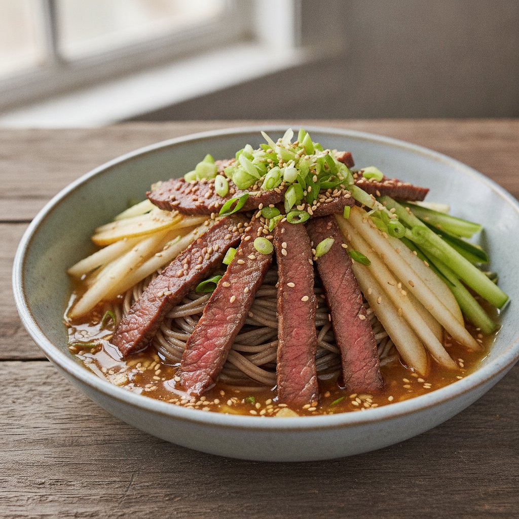 Cold Noodles with Pear and Beef (Gluten-Free)