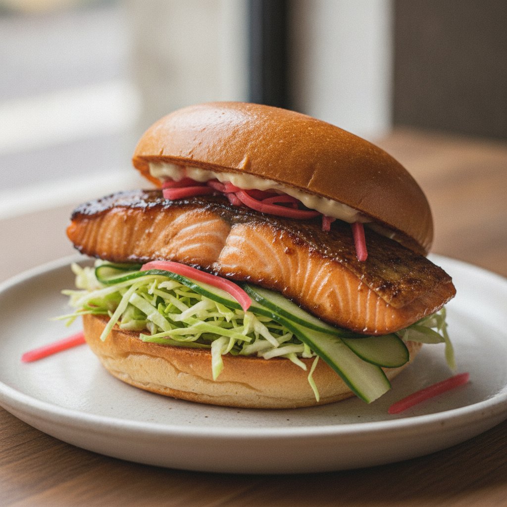 Japanese Grilled Salmon Sandwich