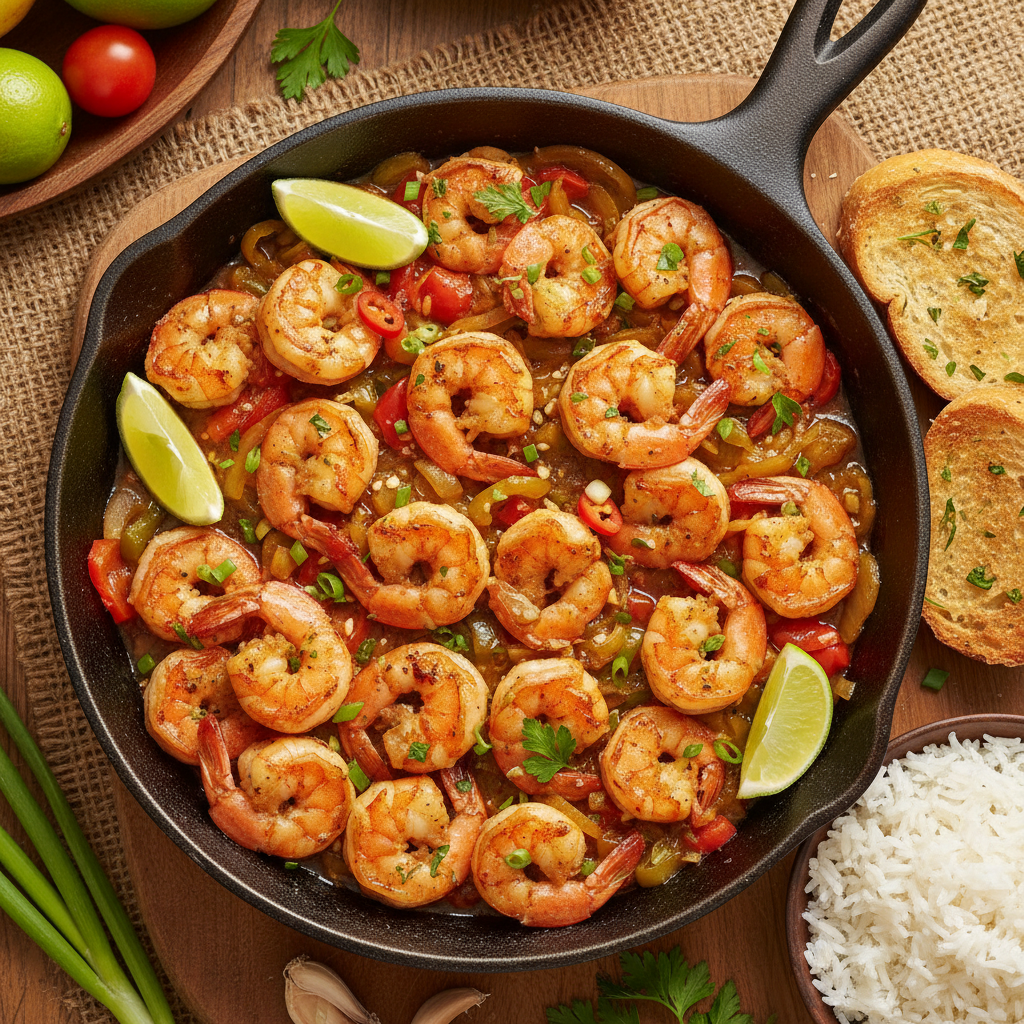 Caribbean Garlic Shrimp Skillet