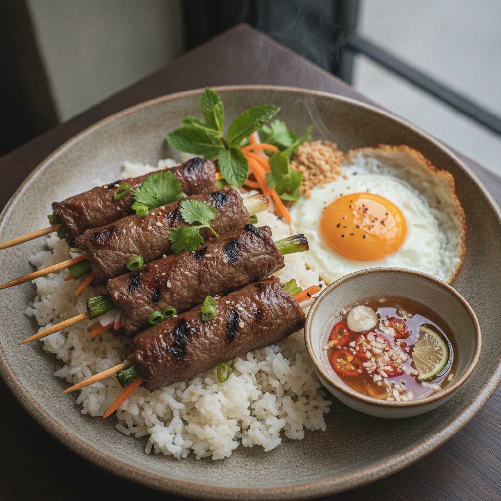 Rice with Grilled Wrapped Beef (High-Protein)