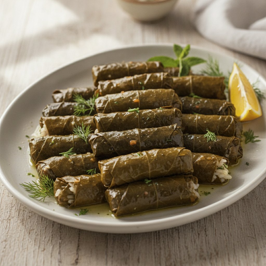 Stuffed Grape Leaves with Rice (Low-Chol)