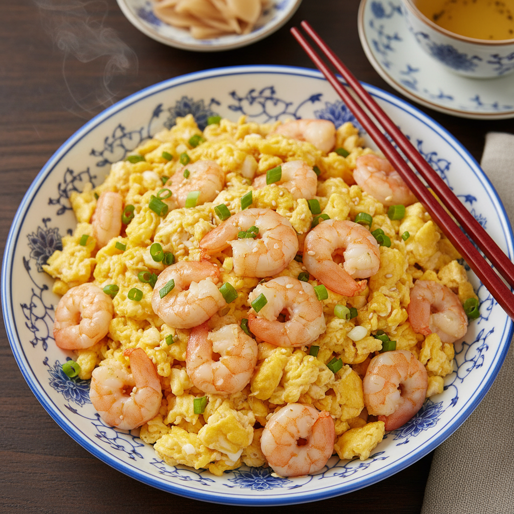 Shanghainese Scrambled Eggs with Shrimp