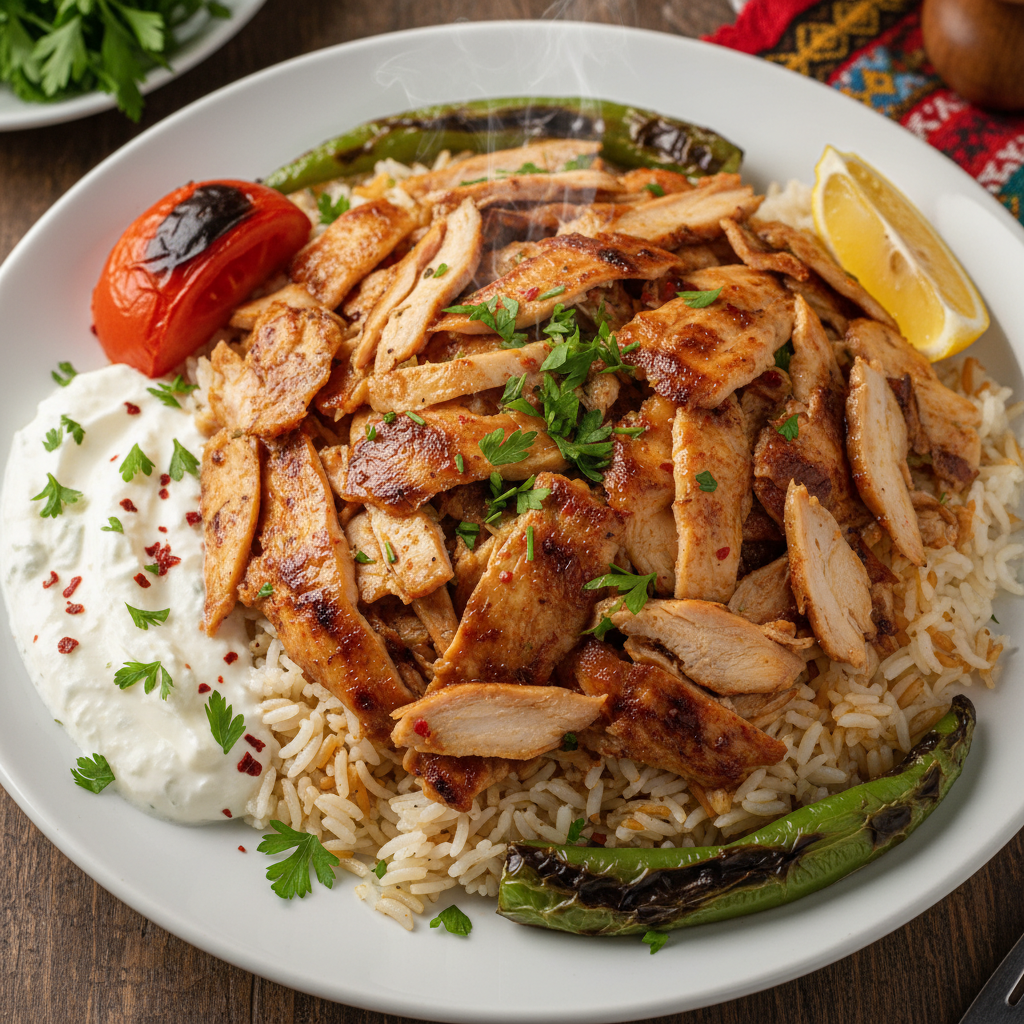 Crispy Chicken Doner Rice Bowl — Tavuk Doner Pilav Ustu