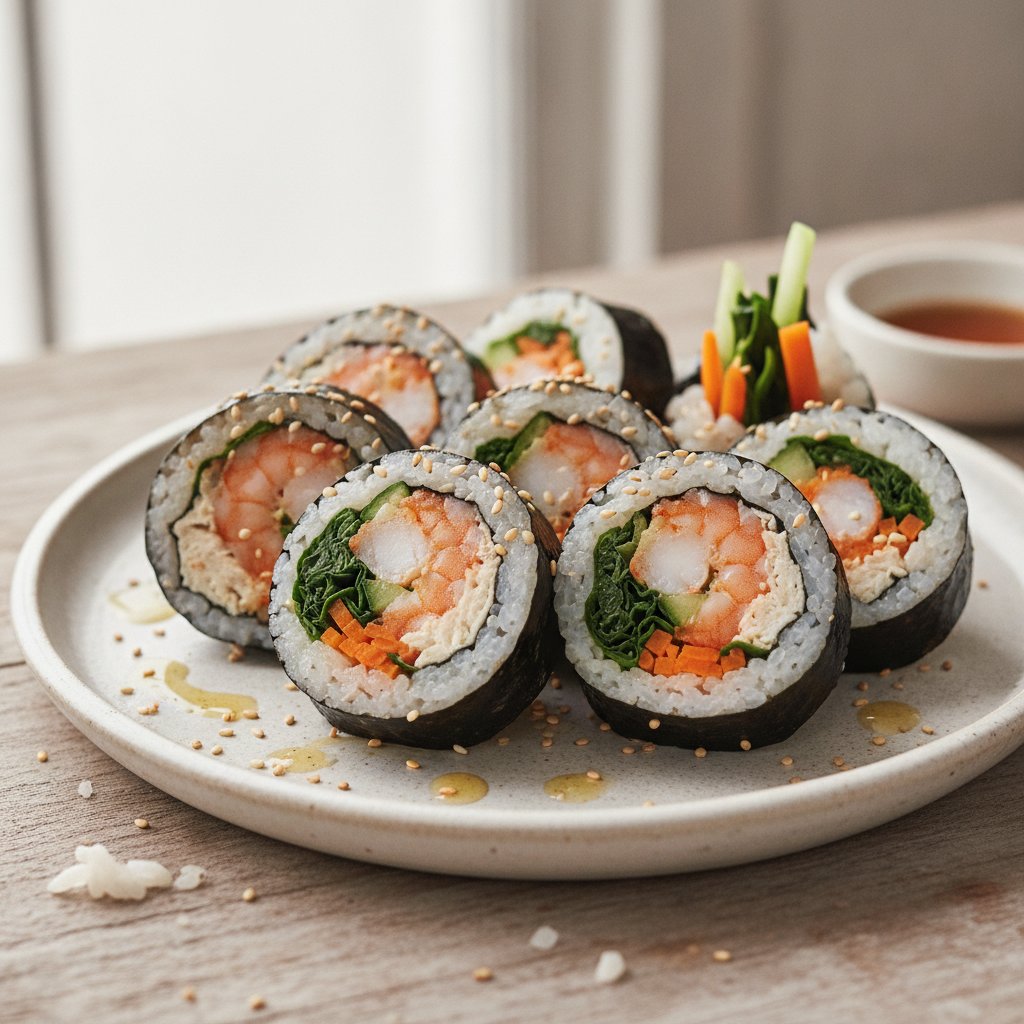 Korean Rice Rolled in Seaweed (Low-Calorie)