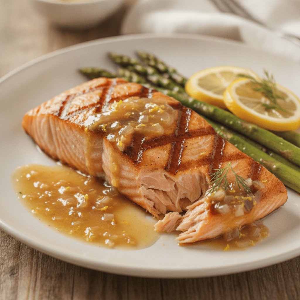 Grilled Salmon with Lemon Butter