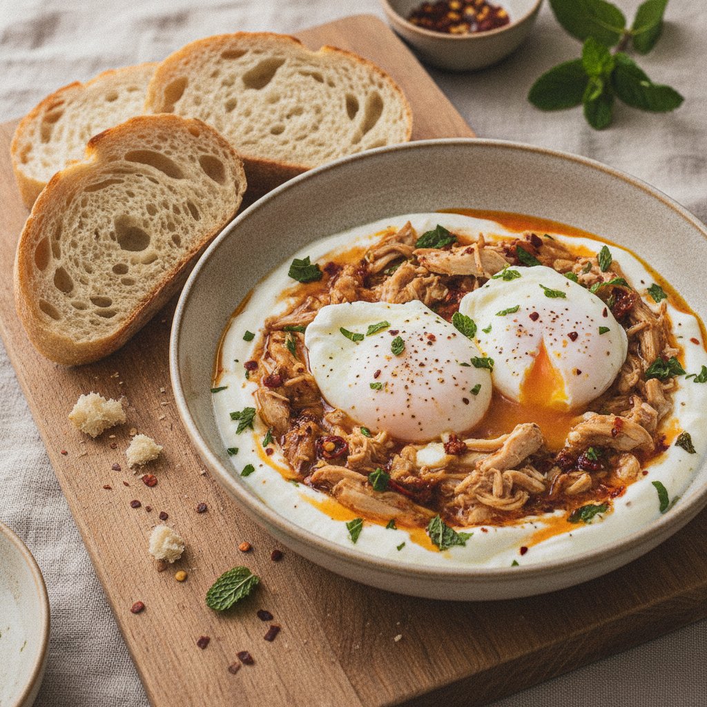 Eggs with Shredded Chicken and Yogurt