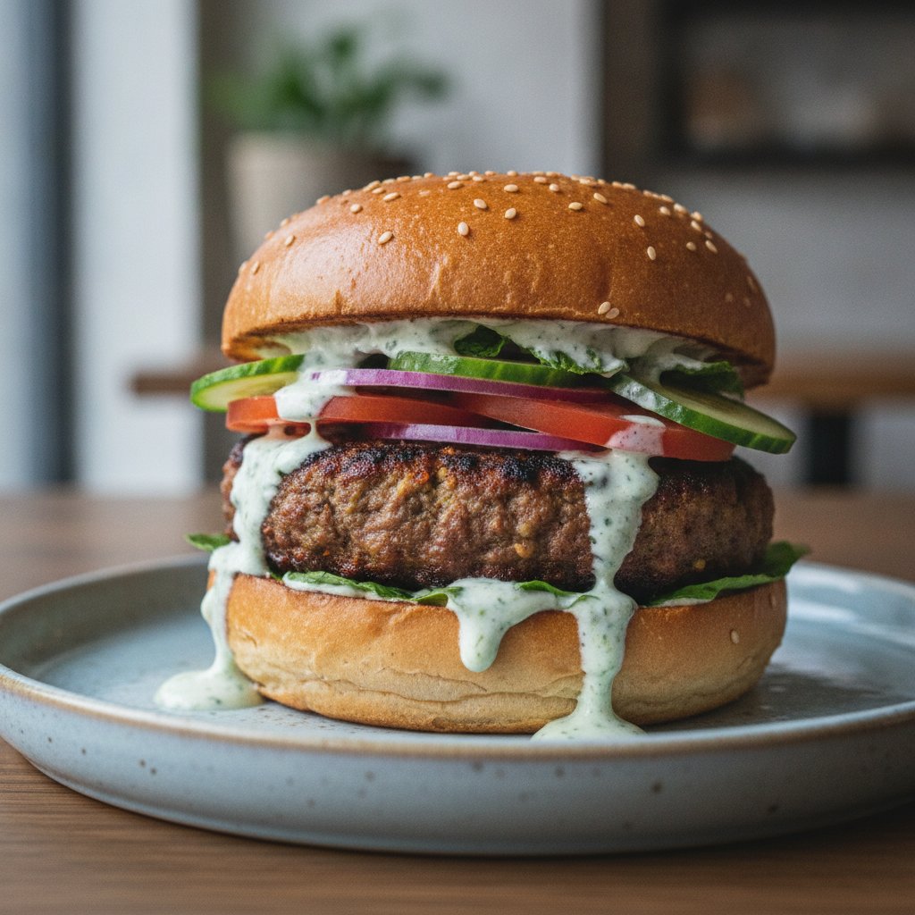 Spiced Lamb Patty Burger
