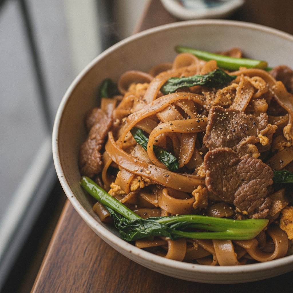 Wide Rice Noodles With Beef