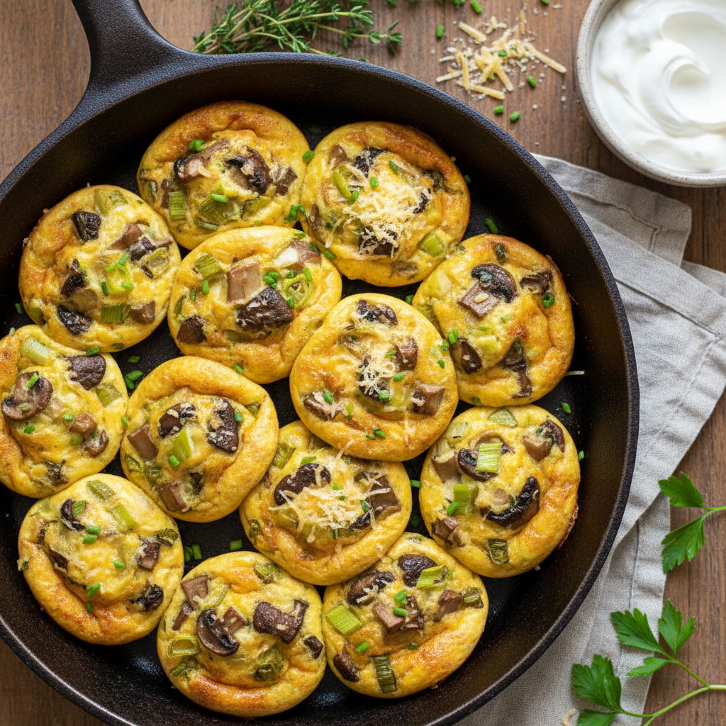 Baked Mushroom Leek Egg Muffins