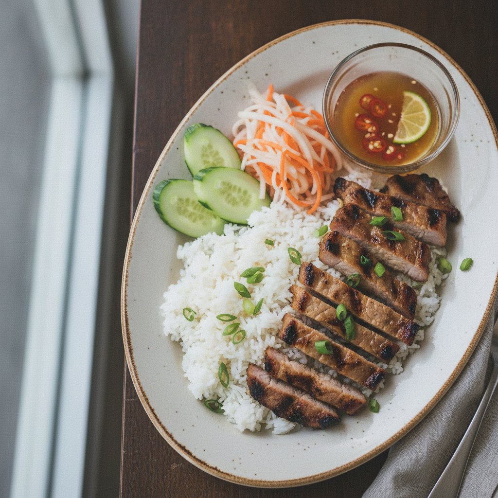 Rice with Grilled Lemongrass Pork