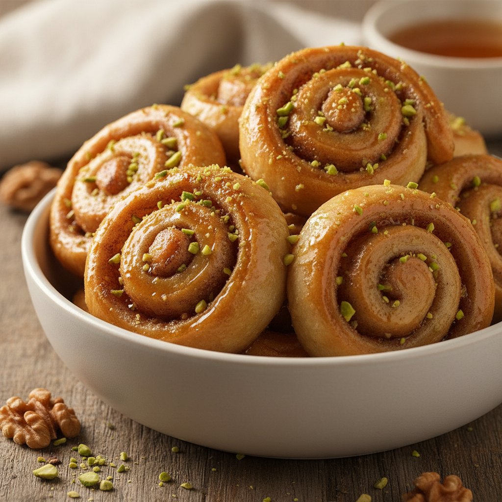Walnut and Honey Twisted Pastry Rolls