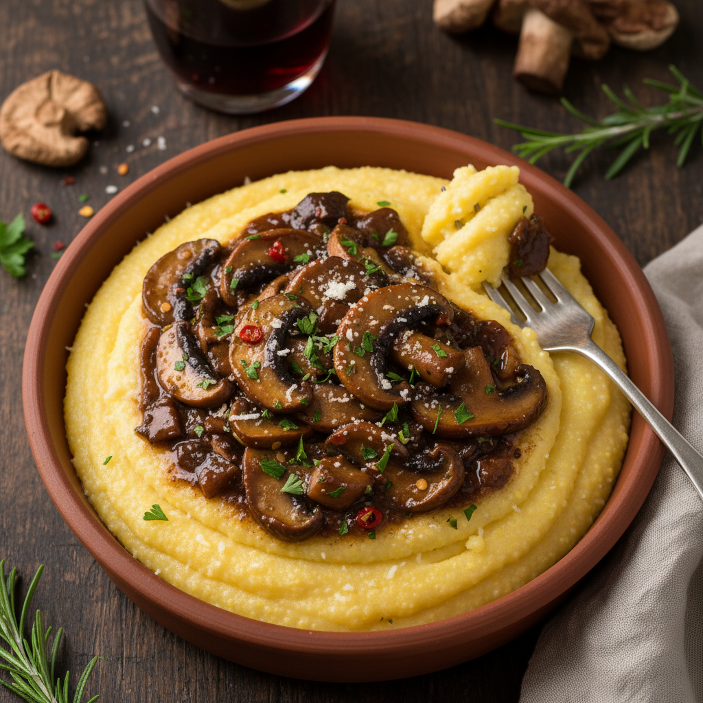 Polenta con Funghi Porcini Trentina